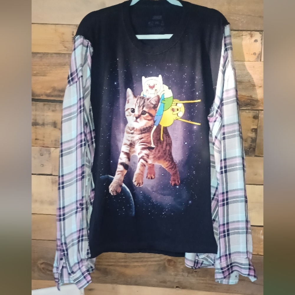 Upcycled Adventure Time Black Graphic Shirt - Picture 4 of 9
